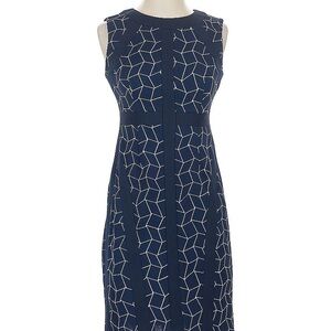 Chic Navy Geometric Midi Dress